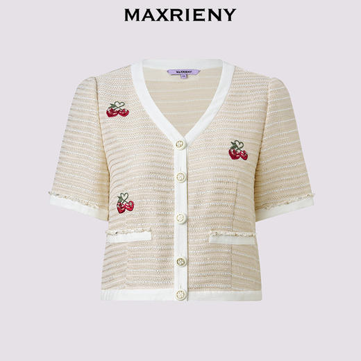 MAXRIENY精致日常感樱桃绣花千金小香风外套25夏款高级气质外搭(货号:MT86JA252) 商品图4