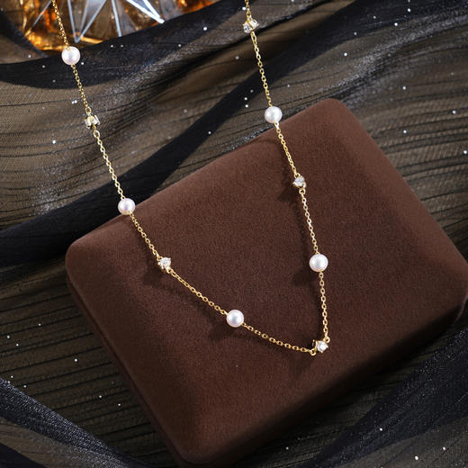 子佩集【星河漫语】银S925珍珠惜王妃套链项链【MLTL062】镀金点钻2602 商品图1