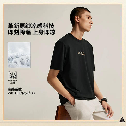 MJ| 李宁韦德系列男冰感舒适吸湿排汗宽松短袖文化衫AHSV011 商品图2