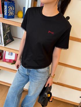 古驰 26Ss最新款拼蕾丝短袖