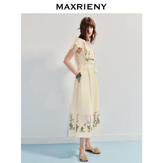 【杨超越同款】MAXRIENY优雅度假风连衣裙25夏款法式田园系带长裙(货号:MC86DR058) 商品图2
