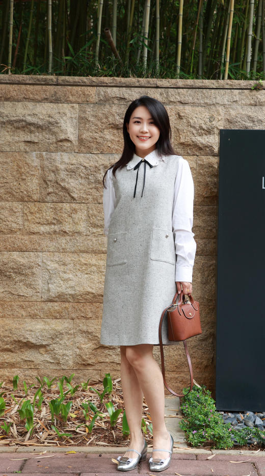 柏林画刊|英式点点花呢羊毛背心裙 商品图0