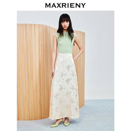 【商场同款-春游记】MAXRIENY优雅复古小a型印花半裙25夏淡人穿搭(货号:MC86SK037) 商品图1