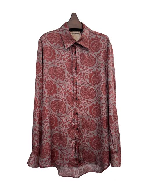 女款宽松丝质印花长袖衬衫ho 商品图0