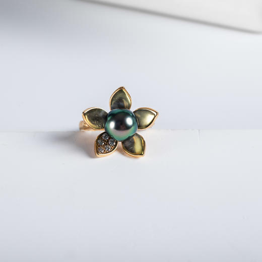⁶孤品：【大溪地黑珍珠】孔雀绿钻石18K金戒指，8.5MM,编号JZG85，指圈13#，48小时鉴赏期——SS06-CR-YMZZ【HOT】 商品图1