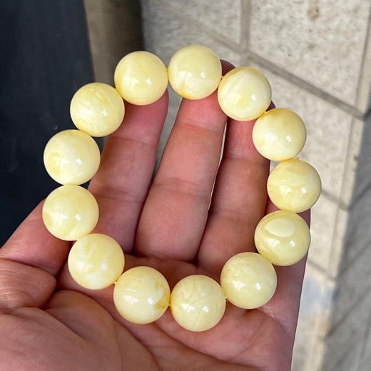 【青山特惠】17.4mm*13颗 精品原矿俄料 满蜡白花圆珠蜜蜡手串，37.17g m256 商品图1