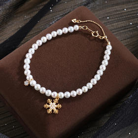 子佩集【凛冬雪女】银S925珍珠惜王妃手链【MLSL015】镀金雪花2602