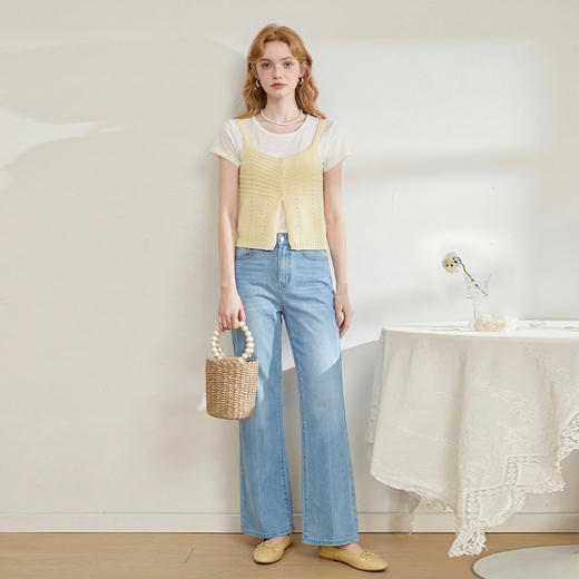 西遇温柔风镂空针织吊带背心女2026夏新款薄叠穿两件套马甲上衣H0060244 商品图1