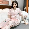 【冰凉透气！不起球】冰丝睡衣女夏高级感短袖长裤套装薄款开衫仿真丝可外穿大码家居服。xa 商品缩略图1