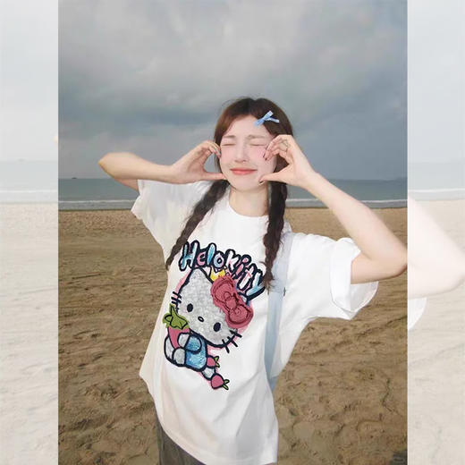 <曾小咸推荐>3.29 Kitty猫印花纯棉短袖 日常109！！前600单活动价49 ！！【预售款，预计3-15天发货】 商品图0