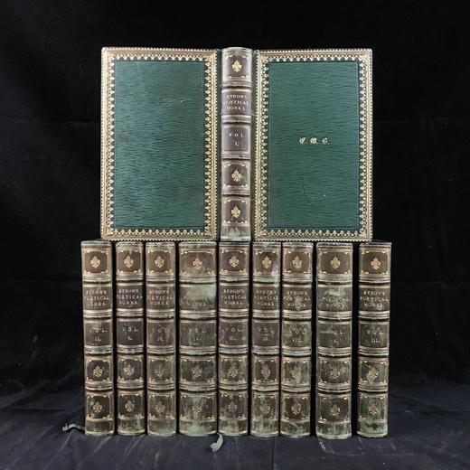 1866年 拜伦诗集（全10卷） 卷首配插图 全真皮精装36开 商品图0
