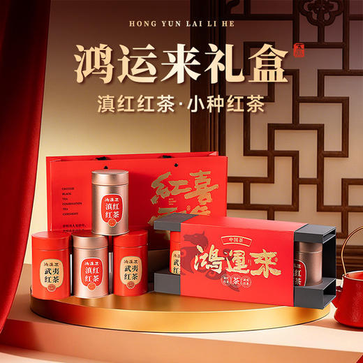 【春季茶礼】茶叶 滇红 红茶 正山小种 茶叶礼盒 鸿运来 茶饮 五虎 470g 商品图0