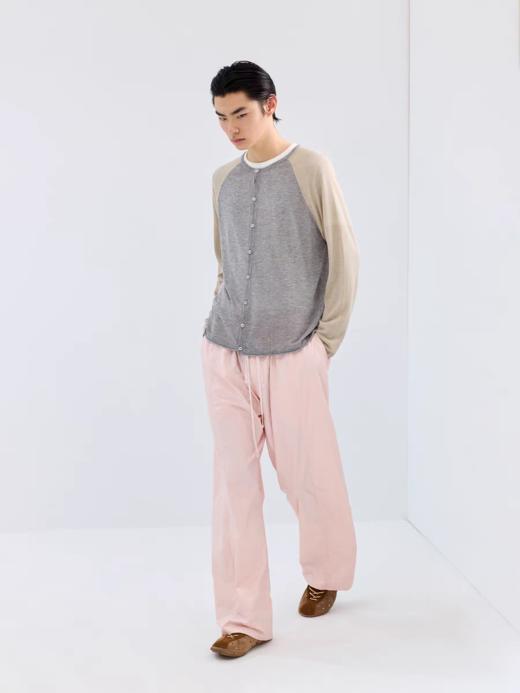 Simple Project/M2612/亚麻透感撞色插肩袖开衫 商品图1