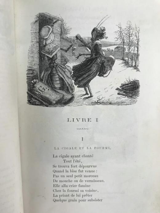 【法语】1864年 拉封丹寓言 格兰维尔240幅经典插图 真皮脊36开 商品图3
