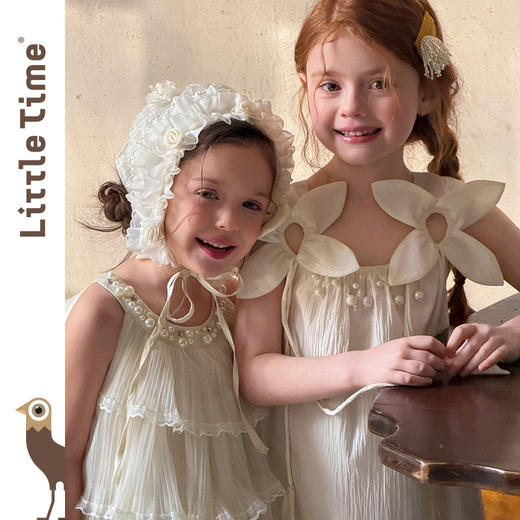 littletime法式甜美风白色网纱连衣裙女夏蝴蝶结多层蛋糕裙仙女裙 商品图1