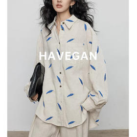 雀说春季天丝苎麻长袖刺绣衬衫女新款老钱风休闲上衣ALW