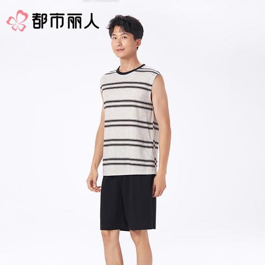 都市丽人睡衣男士睡衣薄家居服睡衣男士棉质背心套装男装背心短裤可外穿FHC2B1 商品图1