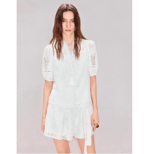 MAXRIENY波嬉风花朵烧花刺绣衬衫26春夏白色镂空精致感上衣女(货号:MF80TP016) 商品图3