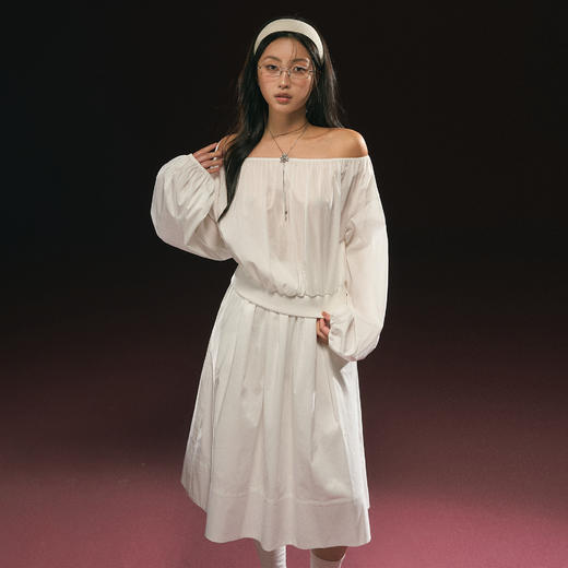 Ariseism 美式复古白色一字肩套装女春季新款两件套 商品图0