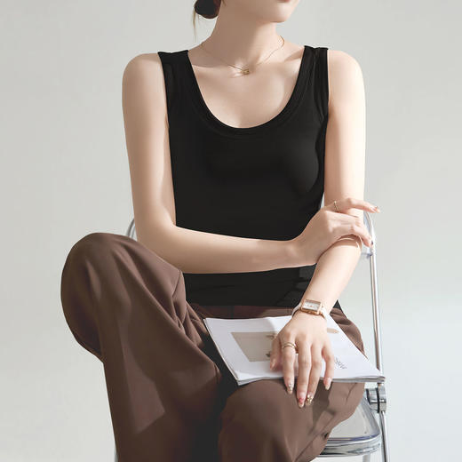 润微背心女宽松舒适外穿内搭女士背心吊带无袖运动背心 云锦贝贴 商品图3
