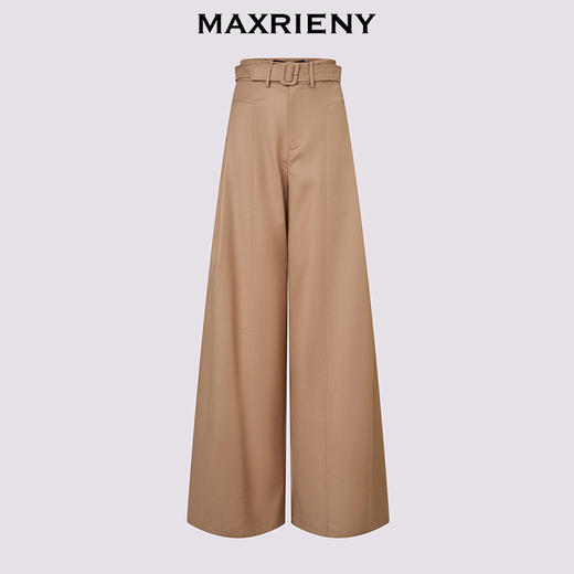 【商场同款】MAXRIENY极简休闲风高腰阔腿裤女波嬉风卡其色长裤夏(货号:MC86PA015) 商品图4