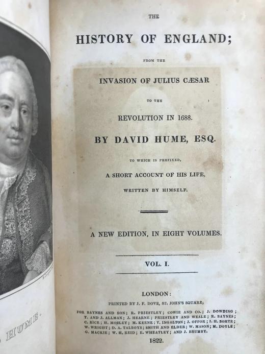 1822-1823年 大卫·休谟《英国史》（全8卷） 配版画肖像插图 全真皮精装大32开 商品图3