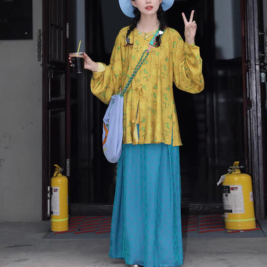 裁缝学苑AS647明制汉服上衣圆领衫阔腿裤纸样女装两件套装样板图纸 商品图2