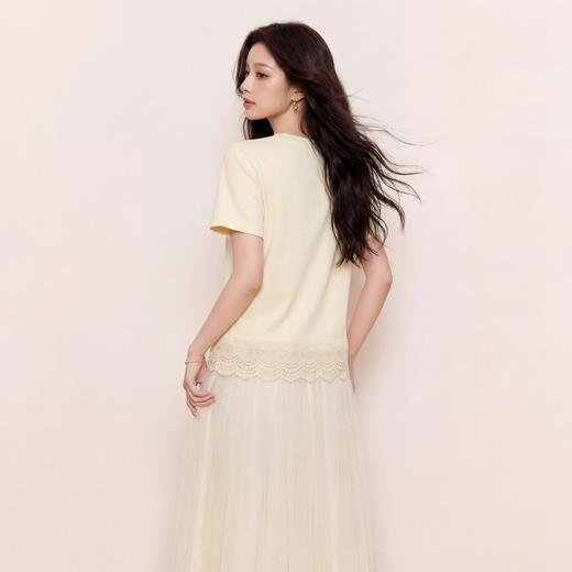 奢姿大码女装2026夏季减龄蝴蝶结钉珠上衣胖妹妹花边圆领时尚T恤9962194585 商品图3