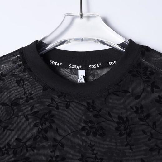 SDSA男装2026新款轻奢简约透气植绒花卉圆领长袖T恤百搭休闲 商品图1