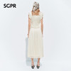 【SGPR】奶油白色半身裙2026年夏季新款高腰压褶半裙镂空蕾丝长裙(货号:MU80SK016) 商品缩略图3