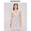 MAXRIENY无袖收褶系带印花连衣裙2026年夏季新款中长款圆领长裙(货号:MZ80DR003) 商品缩略图1