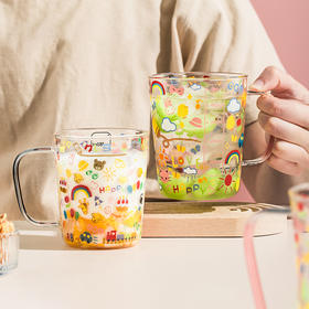摩登主妇玻璃杯家用耐高温大容量高颜值吸管杯咖啡杯水杯奶茶杯子