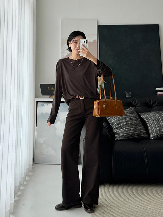 「工厂团购上新」莱赛尔真丝混纺  轻薄宽松长袖T恤LW85018 商品图6