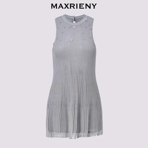 【商场同款】MAXRIENY宽松a摆针织衫25夏肌理感挂脖欧根纱上衣(货号:MC86SW026) 商品图4