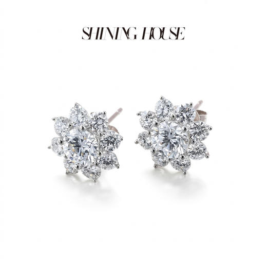 ShiningHouse[培育] 18k金钻石耳饰 圆钻形1克拉钻人工真钻人造钻石K金耳钉简约钻石耳饰耳环悦己送礼臻选【此商品不支持7天无理由退货退款】预计3日发货 商品图2