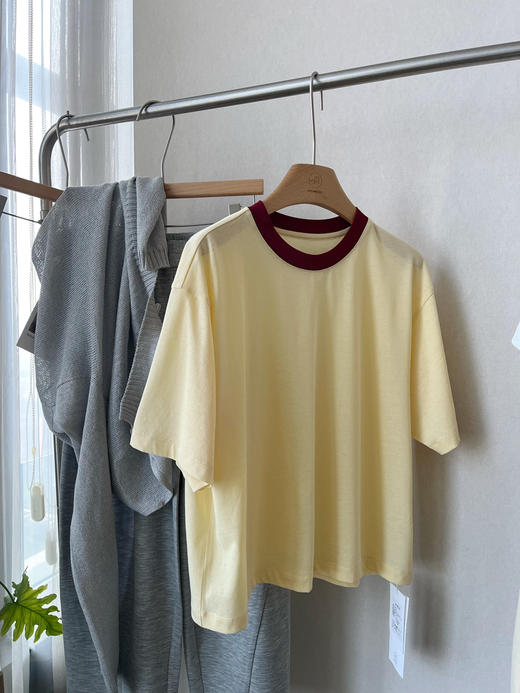 【丝麻情结】噢蜜ooomeooo撞色领小鸡黄T 商品图10