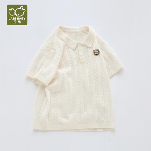 拉比童衣夏诗意棉线反领短袖衣米白j6LZBC100703 商品图1