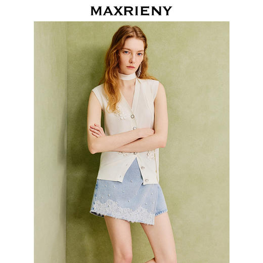 【商场同款】MAXRIENY米白针织马甲立体花设计马夹夏季无袖小香风(货号:MC86VE008) 商品图2