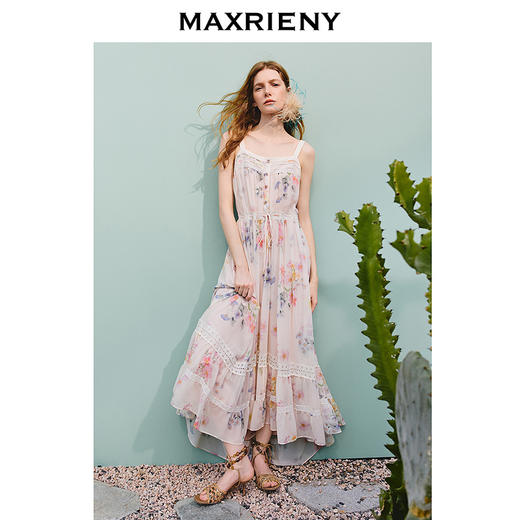 【主题纪念款】MAXRIENY仲夏花园吊带裙伞摆连衣裙收腰长裙气质感(货号:MT86DR002) 商品图0