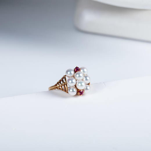 ⁶孤品：【akoya珍珠】红宝石18K金戒指，4-5MM，编号JZG81，指圈14#，48小时鉴赏期——SS06-CR-YMZZ【HOT】 商品图0