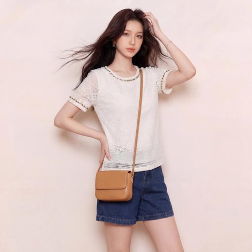 奢姿大码女装2026夏季镂空蕾丝气质上衣胖妹妹串珠圆领时尚T恤9962254600 商品图4