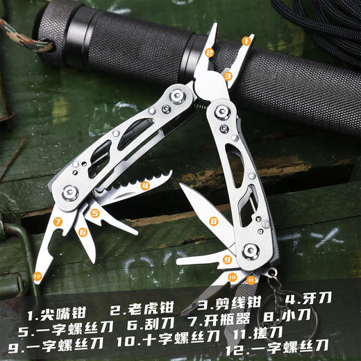 户外全钢多功能钳 12种功能集一身户外全钢多功能钳 迷你功能组合折叠小刀 钳家居应急工具钳 商品图1