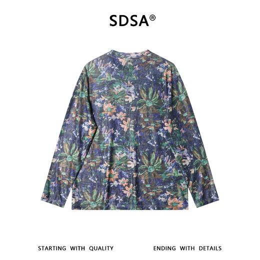 SDSA男装2026新款高贵轻奢小众撞色满印花卉圆领长袖T恤百搭休闲 商品图4