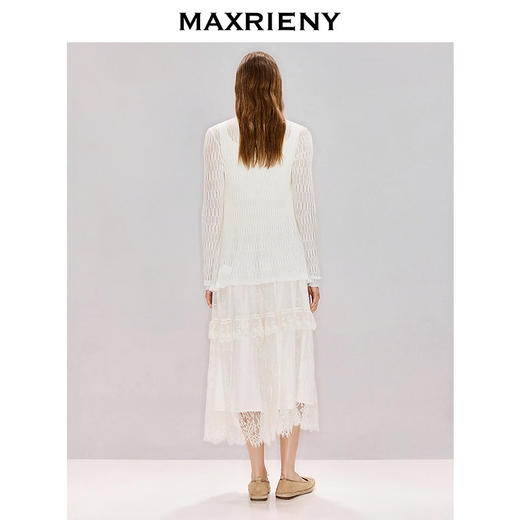 MAXRIENY法式宫廷风半身裙2026年春季新款米白色半裙蕾丝刺绣长裙(货号:MF80SK014) 商品图3