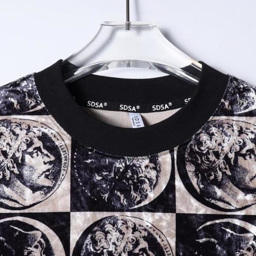 SDSA男装2026新款轻奢潮牌植绒棋盘格圆饼设计圆领短袖T恤百搭 商品图1