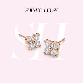 ShiningHouse[培育] 18k金钻石耳饰 刻面形人工真钻人造钻石K金耳钉简约钻石耳饰耳环悦己送礼臻选【此商品不支持7天无理由退货退款】预计3日发货