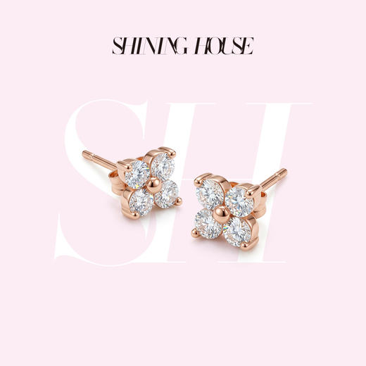 ShiningHouse[培育] 18k金钻石耳饰 刻面形人工真钻人造钻石K金耳钉简约钻石耳饰耳环悦己送礼臻选【此商品不支持7天无理由退货退款】预计3日发货 商品图0
