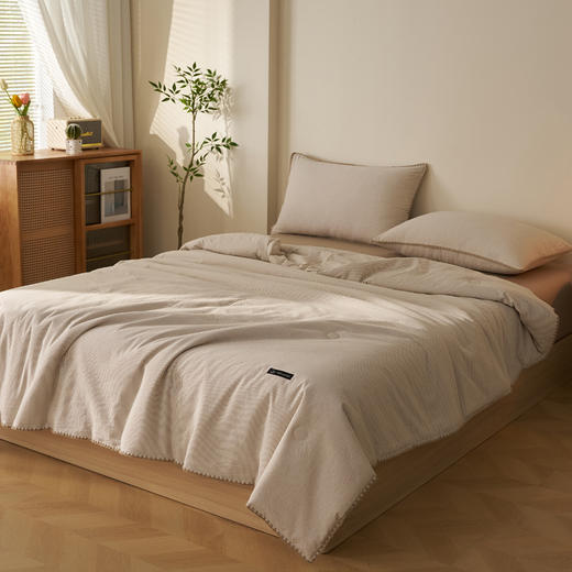 恒源祥 2026新款无印风色织全棉贝壳绣棉花夏被空调被/床单/枕套  透气舒适 多规格可选 商品图12