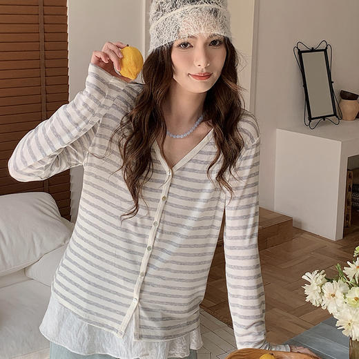 森岛醋酸亚麻针织开衫女天丝简约亲肤纽扣上衣肌理感百搭薄款外套 商品图4