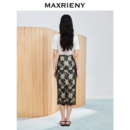 【商场同款-小雏菊系列】MAXRIENY不对称设计抽褶优雅蕾丝半裙(货号:MC86SK007) 商品图3